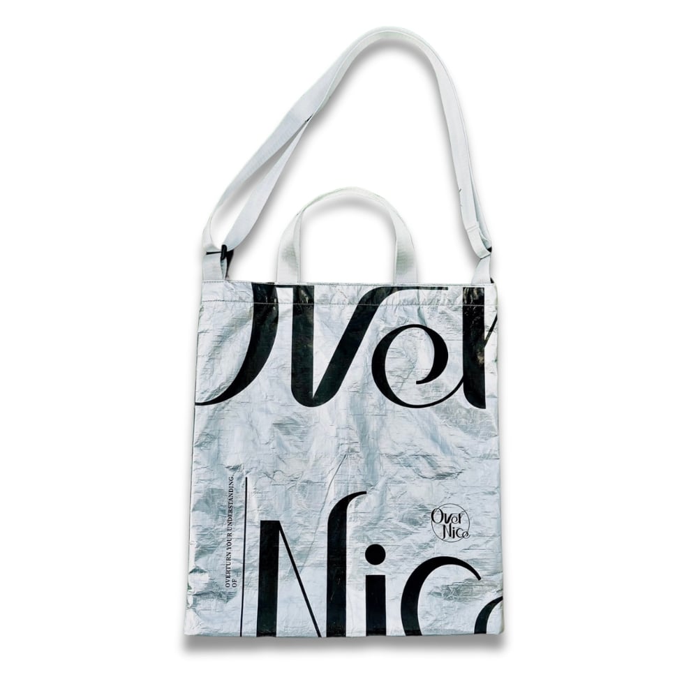 OverNice 銀色品牌托特包 正面